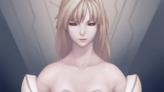 Vampires blondes long hair anime girls white dress yellow eyes 