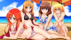 Vector Beaches blondes blush long hair blue eyes brown eyes 