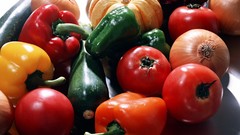 Vegetables tomatoes onions cucumbers peppers