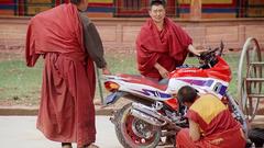 Vehicles monk motorbikes Buddhist