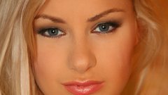 Victory woman face cute beautiful sad blonde bridget