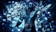 video games artwork blue Sub Zero cyan video game art