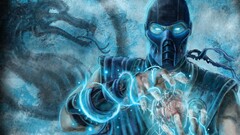 video games cyan Sub Zero Mortal Kombat blue eyes