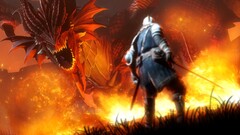 video games dark souls fire dragon video game art creature Men