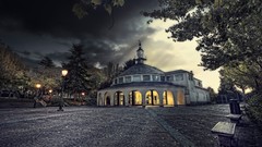 Villa moonlight nighttime cobblestones