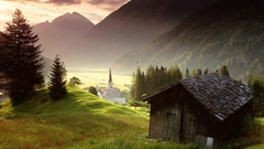Village mountain Austria tyrol misty