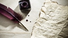 Violet feathers ink letters