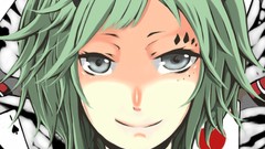 Vocaloid green hair Megpoid Gumi poker face Poker Face 