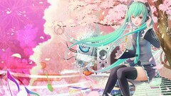 vocaloid hatsune miku anime girls stockings long hair colorful