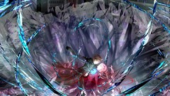 Void dress couple red dress coat buildings scarfs pink hair 