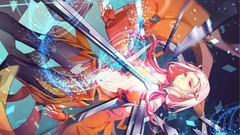 Void navel gloves pink hair long hair pink eyes anime girls 