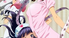 Void Robots dress red eyes bows stockings blush pink hair long 