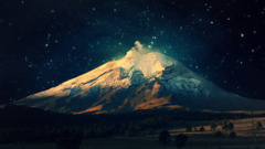 volcano digital art Stars night Mountains nature landscape