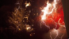 Volcanoes iceland Lightning ash
