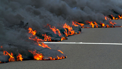 Volcanoes lava smoke asphalt