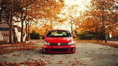 Volkswagen red cars vehicle frontal view Volkswagen Golf Mk6 GTI