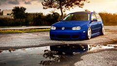 Volkswagen stance Golf IV blue blue cars vehicle Car