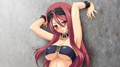 Wall collar blush long hair anime girls armpits bare shoulders 