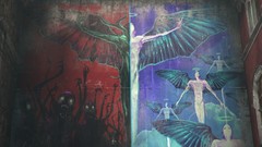 Wall graffiti paintings urban angels demons artwork devil may 