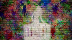Wall graffiti waiting Bricks colors multicolor digital art 