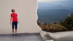 Wall Men Photo manipulation looking up scenic men with glasses 