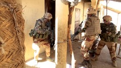 War Army door fight soldiers French military Africa houses 