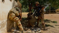 War Army fight soldiers French military Africa bullet holes 