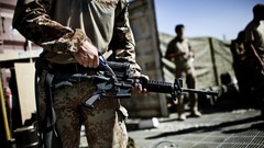 War Army soldiers cleaning military patrol Rifles carbine 