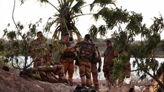 War Army soldiers French military Africa palm trees lakes 