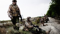 War Army soldiers military patrol sitting rest infantry NATO 