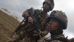 War Guns soldiers Britain military patrol British fields mud 