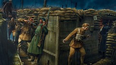 War soldiers Red Army World War II military art bunker