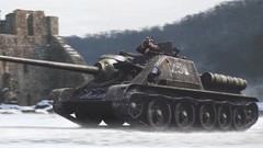 War soldiers tanks Kursk digital art su-100