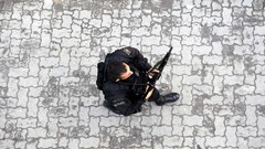 War weapons Guns police slum top view Rio de Janeiro Brazil 