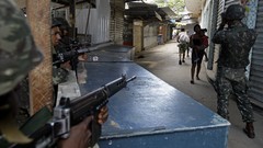 War weapons Guns police soldiers alley slum military Rio de 