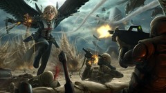 War woman Guns angels concept art Marek Okon