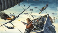 War woman Guns artist paintings Adventure Mort Kunstler