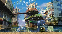 Water Anime buildings drawings cities illustrations skullgirls
