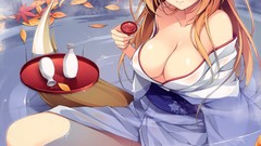 Water Anime dress bathing wet clothes blush anime girls green 