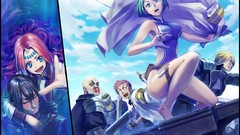 Water anime girls blue eyes green hair pixiv fantasia nosebleed