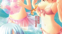 Water Anime glasses crabs blue hair pink hair pink eyes anime 