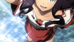 Water Anime long hair barefoot anime girls blue eyes brunettes 