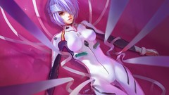 Water Anime red eyes Ribbons blue hair anime girls bandages 