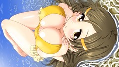 Water Anime wet Beaches lying down cleavage bikini boobs 