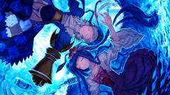 Water blue floating bottles