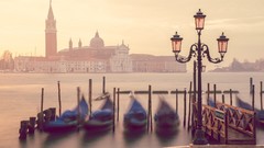 Water Boats blurred cities gondolas churches cathedrals