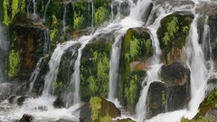 Water bright moss waterfalls rocks charm