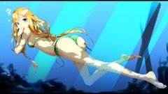 Water bubbles Anime underwater swimming blondes long hair 