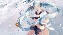 Water bubbles fish goldfish navel underwater Ribbons 