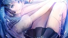 Water bubbles fish goldfish underwater Ribbons schoolgirls 